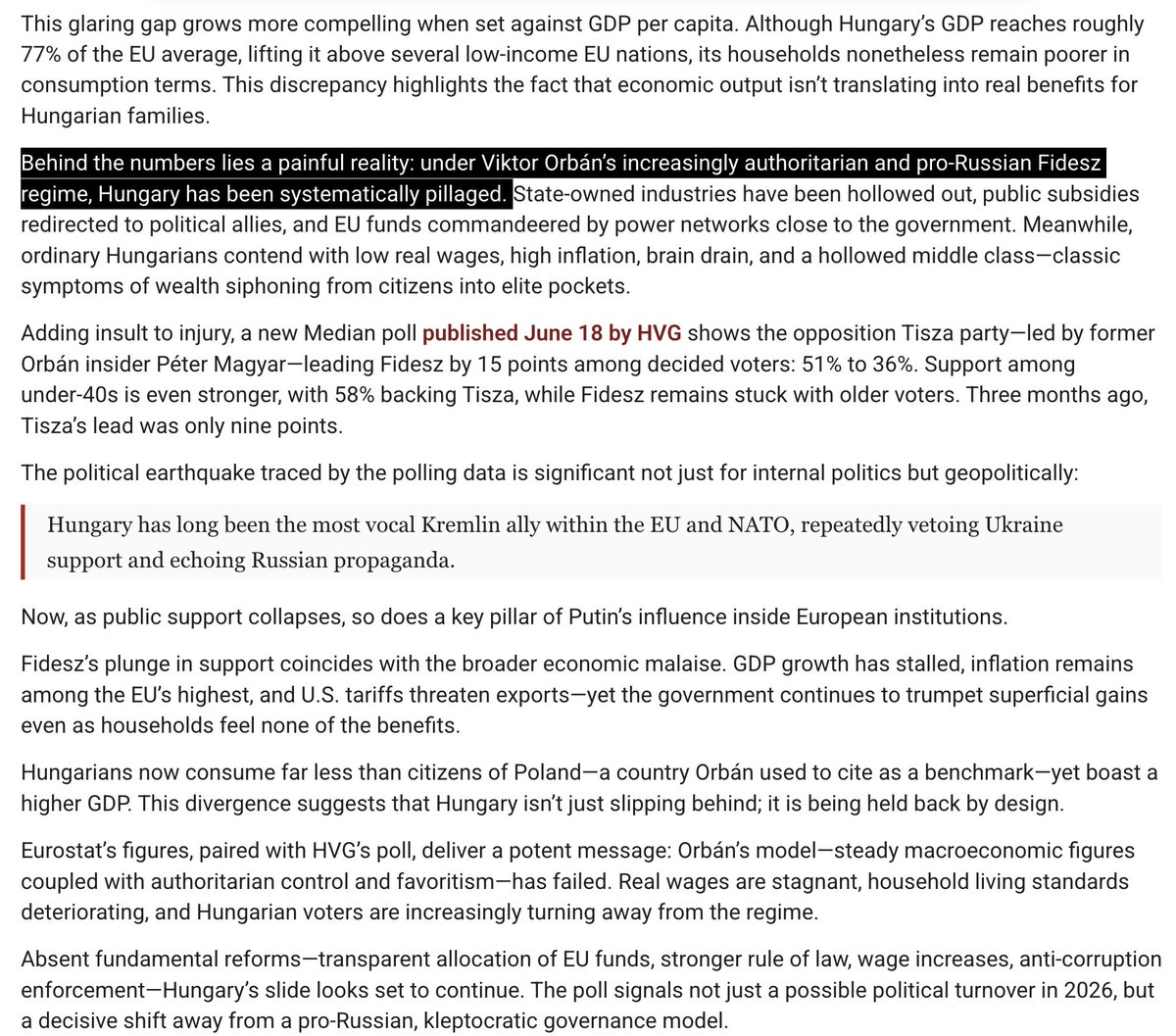 “Orban’s Hungary is now officially the poorest nation in the EU” https://kyivinsider.com/orbans-hungary-is-now-officially-the-poorest-nation-in-the-eu/