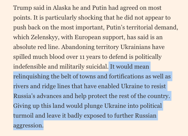 “An incompetent way to pursue peace in Ukraine” https://www.ft.com/content/022640b5-32eb-461a-89e6-2e3b545195cb