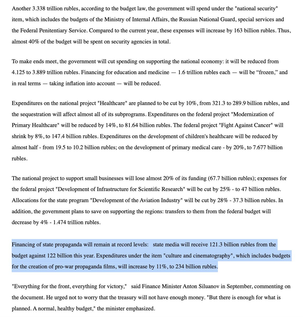 Путин утвердил рост расходов на армию до рекорда со времен СССР https://ru.themoscowtimes.com/2023/11/27/putin-utverdil-rost-rashodov-naarmiyu-dorekorda-sovremen-sssr-a1143