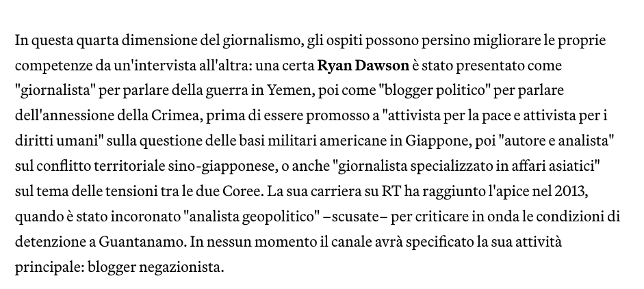 Il vatnik Ryan Dawson, con l’immagine rifatta da RT